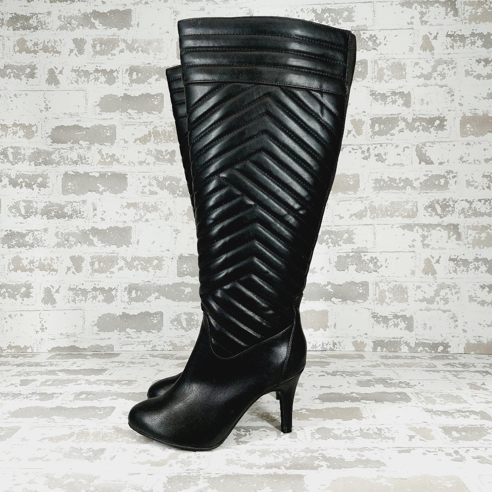 Torrid Quilted Faux Leather Stiletto Heels Over-The-Knee Boots T120